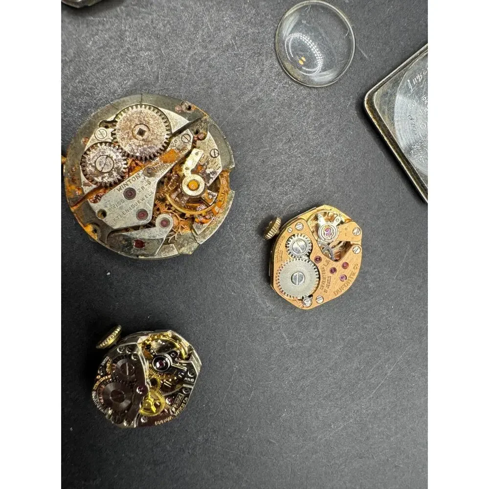 Lot of Vintage Watch Movements Dial Case Bulova Dufonte Benrus Wittnauer Elgin